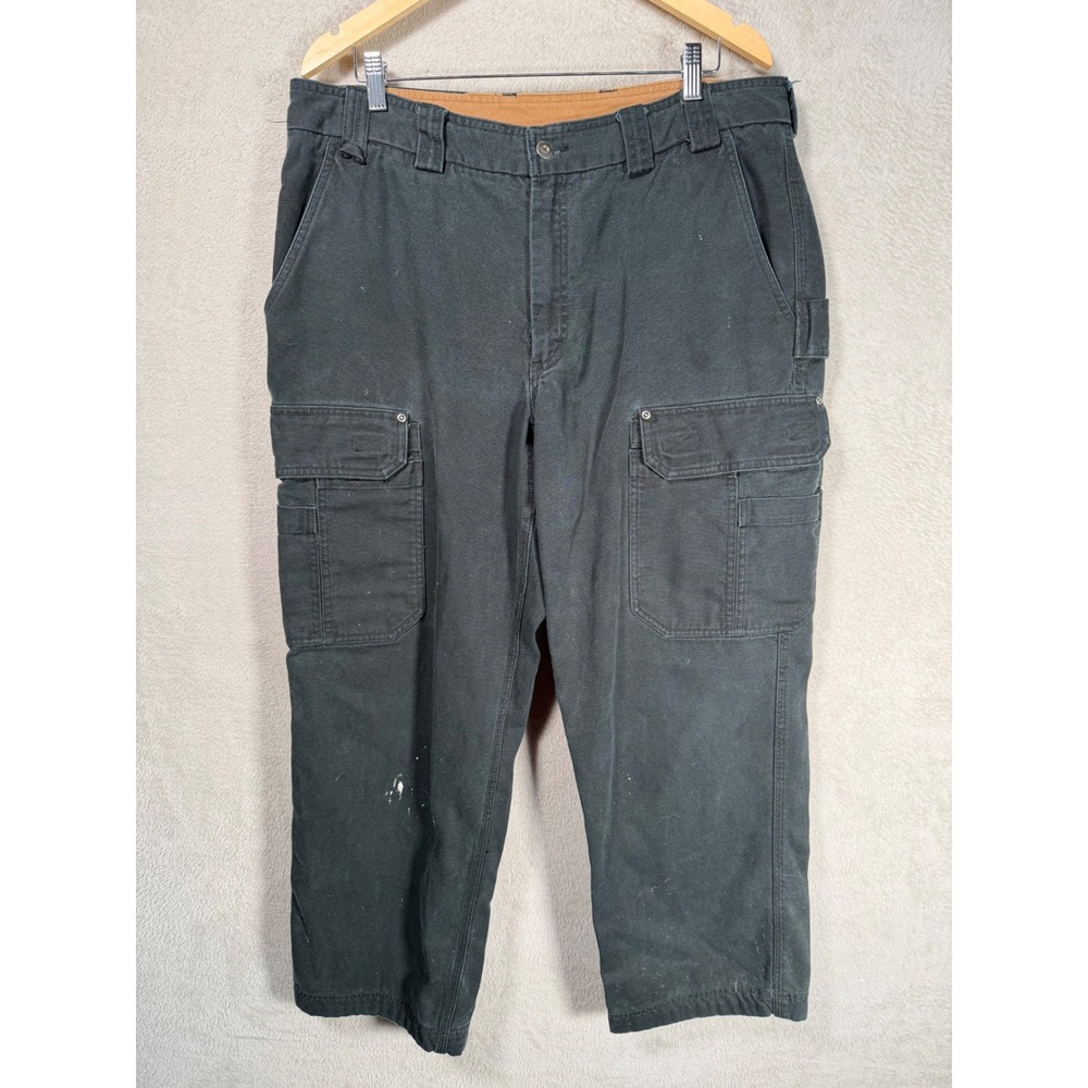 Duluth Trading Co Fire Hose Cargo Work Pants Mens 40x30 Black 92204 Canvas